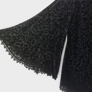 Black Velvet Burnout Flare Sleeve Sheer Tunic Top Goth Witchy Dark Fairy Vampire